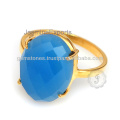 New Design Chalcedony Gemstone Prong Setting Silver 925 Ring Indian Jewelry Manufacturer